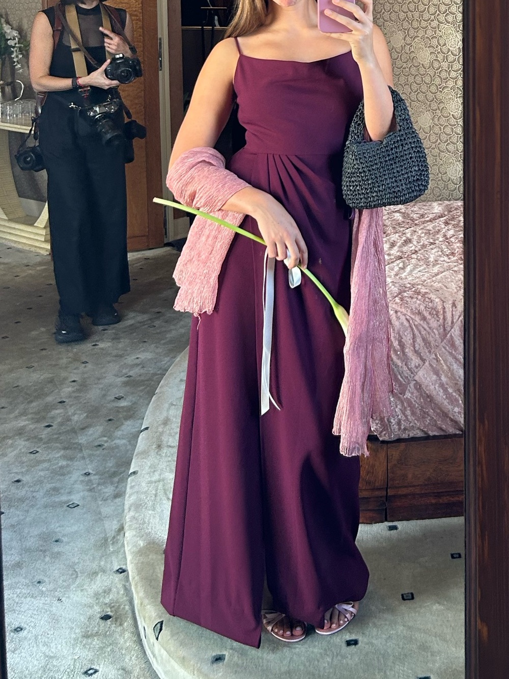 Sachin + Babi Wine Burgundy Spaghetti Strap Maxi Dress